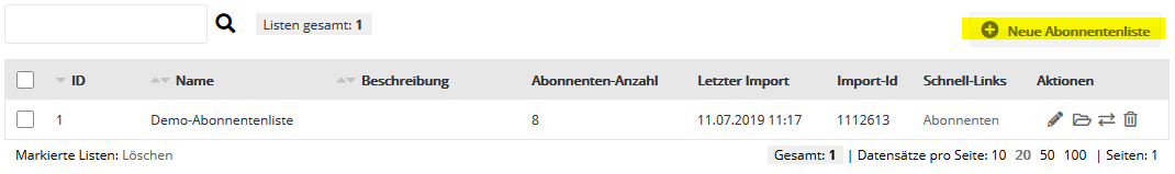 Abonnentenlisten in newsletteragentur